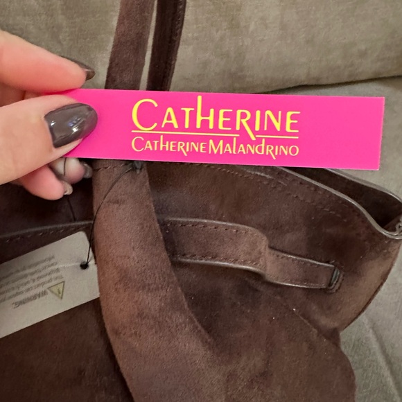 NWT Catherine Melandrino Brown Faux Suede Bag - Picture 11 of 11